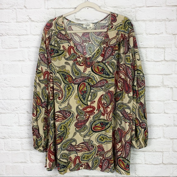 Umgee Boho Paisley Oversized Flowy Tunic MiniDress - Picture 2 of 9